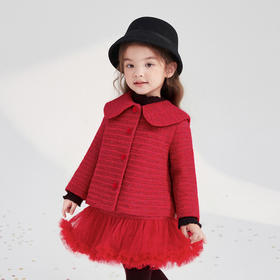 笛莎Deesha  女童套装2025年冬季新款小童女孩新年洋气甜美百搭两件套