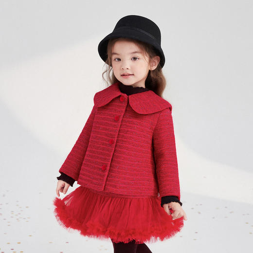 笛莎Deesha  女童套装2025年冬季新款小童女孩新年洋气甜美百搭两件套 商品图0