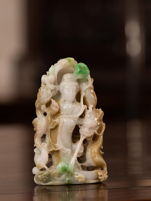 清	翡翠乘龙观音摆件 商品图0