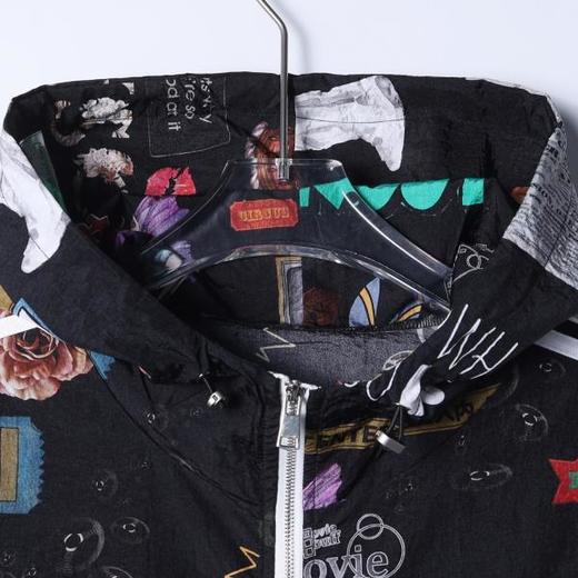 SDSA秋冬新款痞帅男装时尚趣味涂鸦拉链连帽夹克外套下摆松紧百搭 商品图1