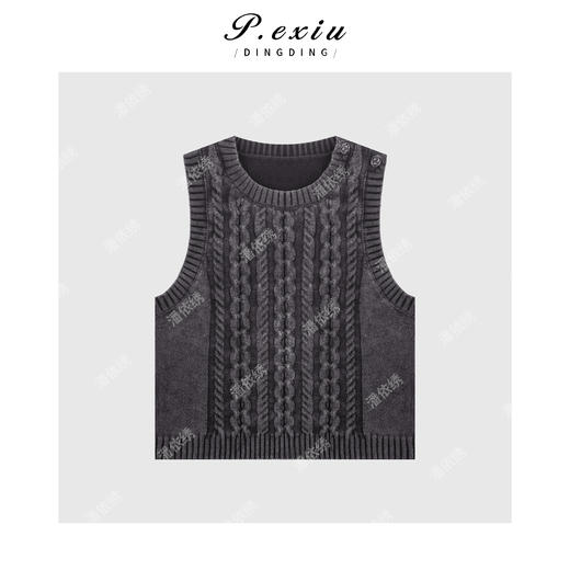 04-2潘依绣丁丁宠粉简约绞花无袖针织背心Q54402 商品图0