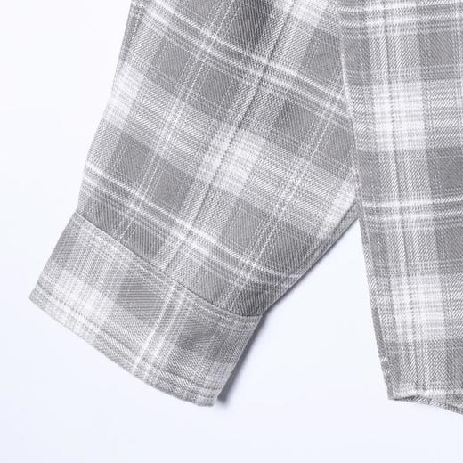 12702SDSA男士秋冬新款痞帅男装潮牌撞色格纹拼接连帽按扣长袖衬衫百搭 商品图4