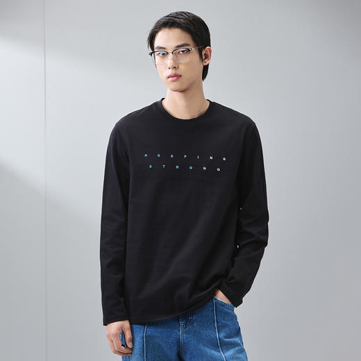 GXG男装【渐变绣花】春季时尚刺绣字母圆领男式长袖T恤K&C 商品图2