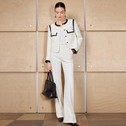 IWY/高级感黑白撞色西装套装女米白色阔腿裤通勤高级感职业装CP2723 商品图2