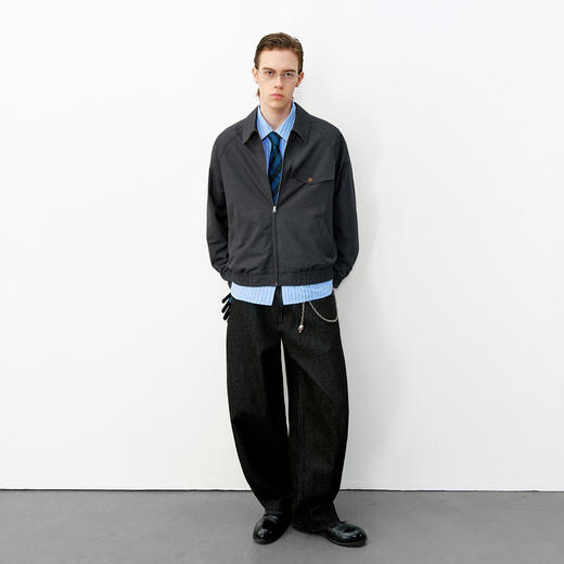 714street羊毛混纺哈灵顿夹克2026春季新款翻领宽松外套男款 商品图3