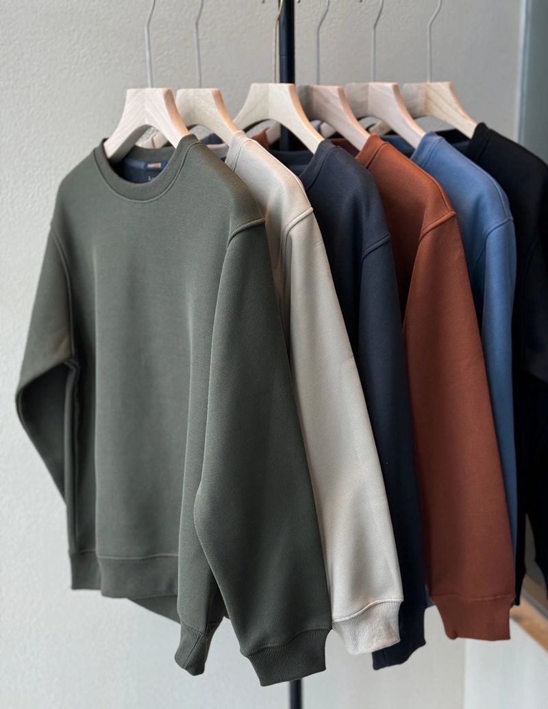 罗蒙情侣款华夫格羊毛蚕丝卫衣