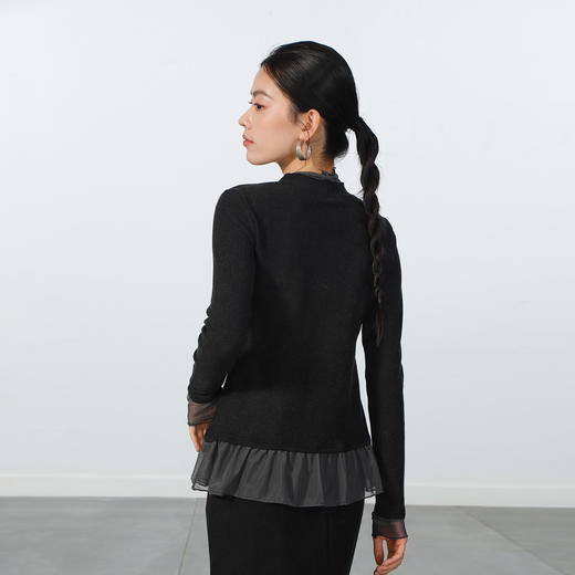 极简拼纱磨毛T恤-纪念日百货门店同款168793454 商品图2