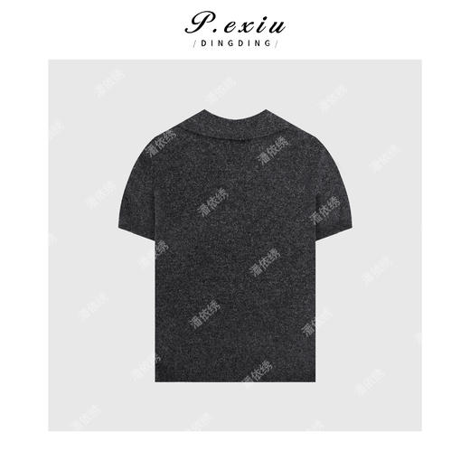 04-3潘依绣丁丁宠粉100%羊毛韩系简约半拉链短袖针织上衣 Q1449 商品图1