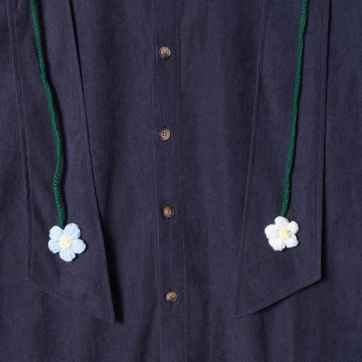 2700SDSA男士秋冬新款痞帅男装百搭休闲针织花朵设计翻领长袖衬衫时尚 商品图3