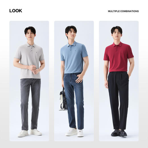 【10A抗菌2A防螨/不变形领】柒牌男装2026春夏提花透气短袖POLO衫130T70170 商品图2