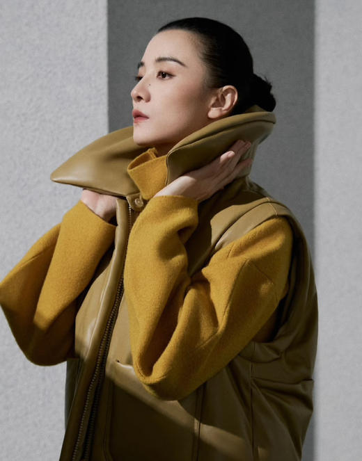 118-1宋佳同款 匈牙利鹅绒 芥末黄 亮面马甲 胖瓜穿L 商品图1