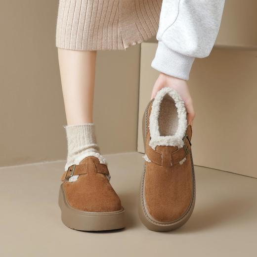 【小个子厚底加绒勃肯雪地靴】增高保暖棉鞋毛毛博肯单鞋女 商品图1