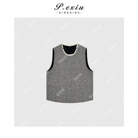 04-2潘依绣丁丁宠粉韩系简约蕾丝花边圆领无袖针织Q1515