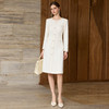 IWY/小香风米白色长袖连衣裙女珍珠扣显瘦通勤优雅西装裙工作服J25Q261-M 商品缩略图3
