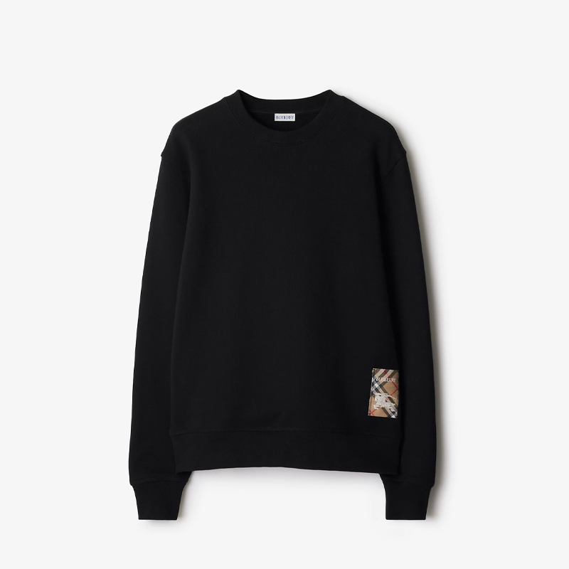 BURBERRY 巴宝莉 男士格纹马术骑士徽标标签棉质运动卫衣 黑色 8101889 A1189