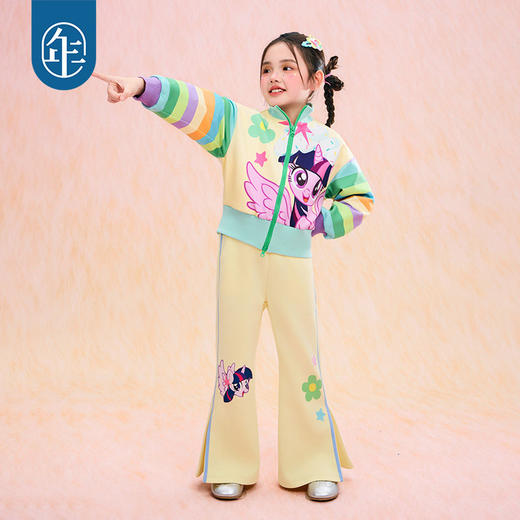 小马宝莉联名年衣童装套装春新款女童卡通撞色小马宝莉春季套装N1261021E08 商品图4