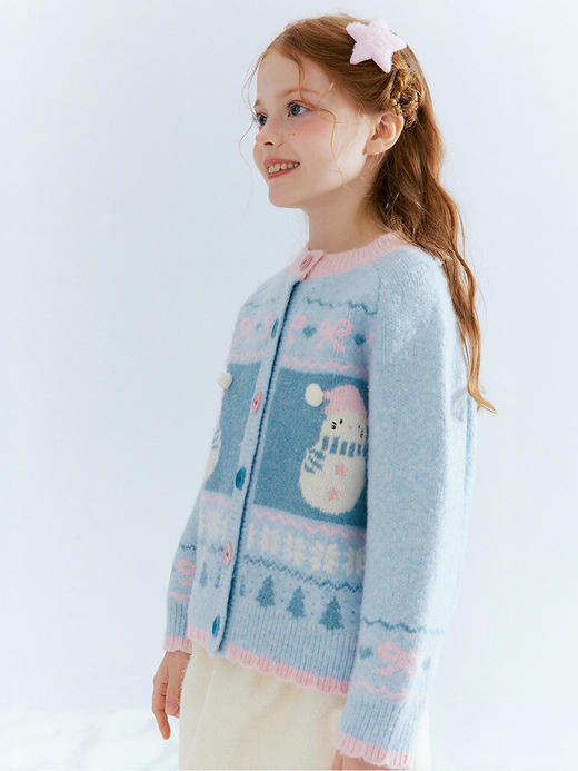 笛莎Deesha  童装女童厚款针织开衫2025年冬季新款大童女孩儿童时尚毛衣 商品图5