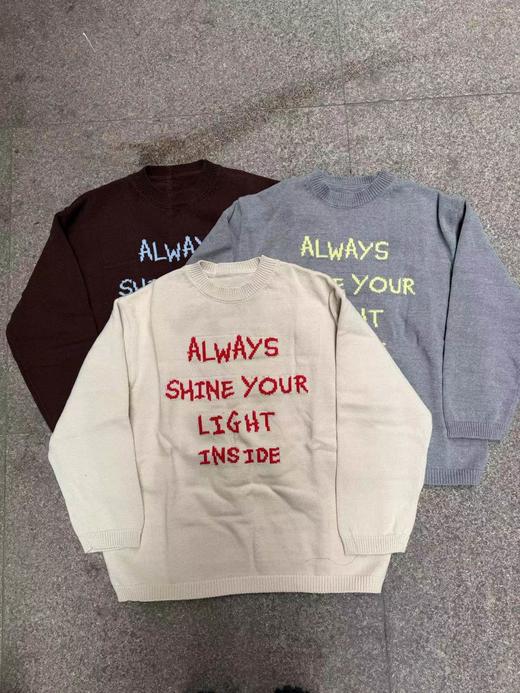 F011636针织衫2026春季新款ins风字母圆领宽松毛衣 商品图0