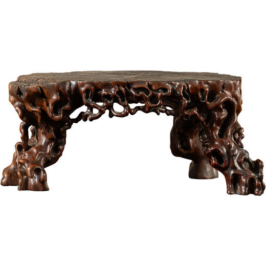 清	龙眼木根结形四足器座 商品图5