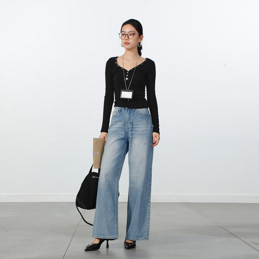 极简猫须水洗直筒裤-纪念日百货门店同款168997051 商品图3