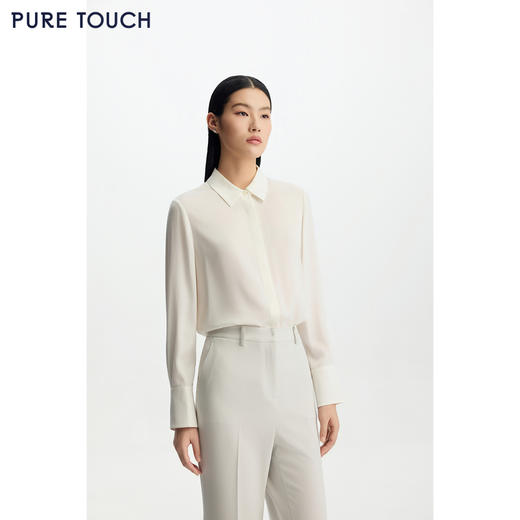 商场同款PURE TOUCH女装26春夏新款桑蚕丝白衬衫翻领长袖通勤衬衣 商品图4