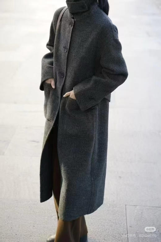 118-2小禾女士灰色羊驼毛呢大衣 丰盈蓬松轻盈柔软 胖瓜穿6码 商品图6