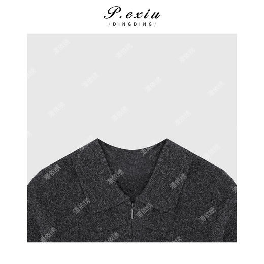 04-3潘依绣丁丁宠粉100%羊毛韩系简约半拉链短袖针织上衣 Q1449 商品图2