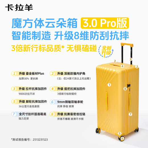 【升级云朵箱3.0Pro版】卡拉羊新款魔方体行李箱鎏金板材Plus升级8维防刮抗摔CX8138 商品图2