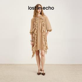 lost in echo2026春夏新款时髦尖头坡跟镂空手工编织单鞋高跟鞋女