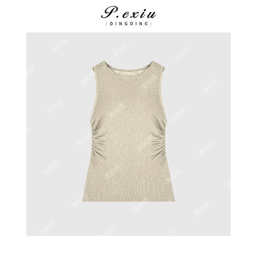 04-1潘依绣丁丁宠粉设计款褶皱收腰针织无袖吊带背心 Q9305 商品图0