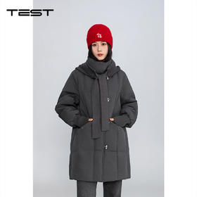 冬上新深灰色中长款针织围脖加厚保暖羽绒服2254221