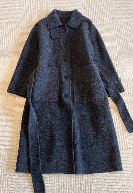 118-2小禾女士灰色羊驼毛呢大衣 丰盈蓬松轻盈柔软 胖瓜穿6码 商品图12