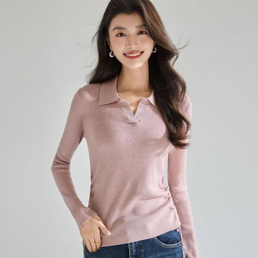 「高货sh」全新升级【铂金会员247/天猫329/差价82】(95918)洛诗琳轻薄抽绳小蛮腰针织衫2026春季显瘦气质翻领针织上衣女 商品图3