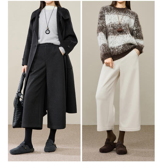 【随时下架！亏本售！羊毛呢阔腿】逸阳冬季加绒遮肉显瘦八九分直筒裤8662 商品图3