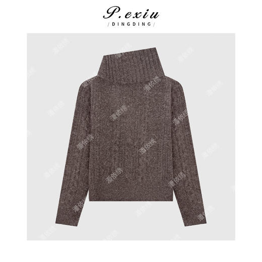 04-2潘依绣丁丁宠粉羊毛法式复古软糯保暖纽扣高领长袖针织上衣Q35412 商品图1