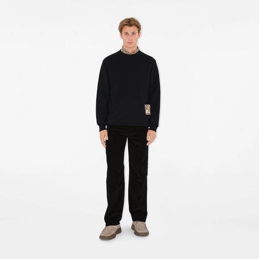 BURBERRY 巴宝莉 男士格纹马术骑士徽标标签棉质运动卫衣 黑色 8101889 A1189 商品图2