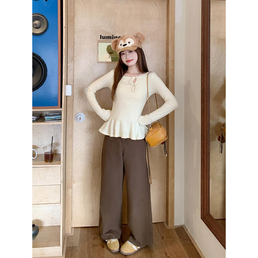 <曾小咸推荐>现货秒杀 ！微信超特价！韩系荷叶边长袖t恤 日常139.99 立减70 秒杀69.99！！ 商品图1