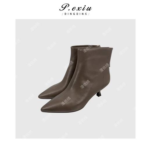 04-5潘依绣丁丁宠粉【胎小牛皮】细跟尖头短靴气质时尚百搭女靴 DR10690 商品图2