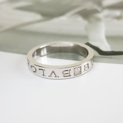 【95新】BVLGARI宝格丽B.zero1系列33999618K白金单钻logo签名戒指63号中性款 090126NJT42 商品图2