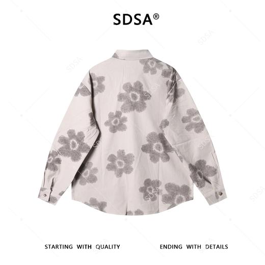 2741SDSA男士秋冬新款痞帅男装潮牌撞色花朵印花翻领领带衬衫百搭时尚 商品图5
