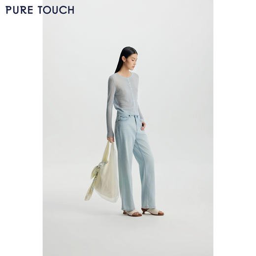 商场同款PURE TOUCH女装26春夏新款针织开衫圆领镂空外搭罩衫 商品图1