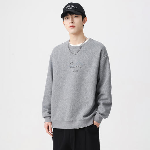 GXG男装春季简约时尚图案户外休闲百搭情侣款圆领卫衣K&C 商品图8