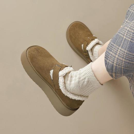 【小个子厚底加绒勃肯雪地靴】增高保暖棉鞋毛毛博肯单鞋女 商品图2