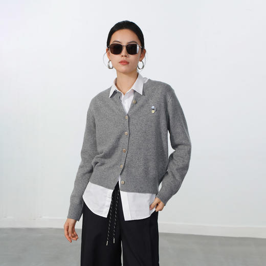 极简格纹纽扣开衫-纪念日百货门店同款169096440 商品图1