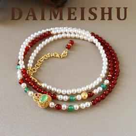 【新年配饰】新中式复古精致百搭施家珍珠红玛瑙葫芦毛衣链轻奢高级感长项链女