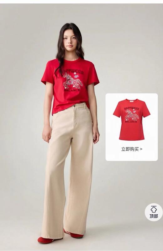 F011633新款浅色米色休闲直筒裤高腰棉牛仔裤 商品图6