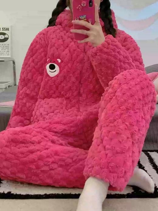 【YW】无忧购“清仓福利”秋冬季三层加厚珊瑚绒夹棉卡通可爱女士睡衣套装（截单后3-5天发货) 商品图6