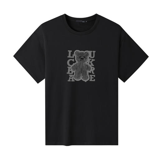 GXG男装【植绒小熊】夏季时尚舒适休闲情侣款圆领短袖T恤K&C 商品图2