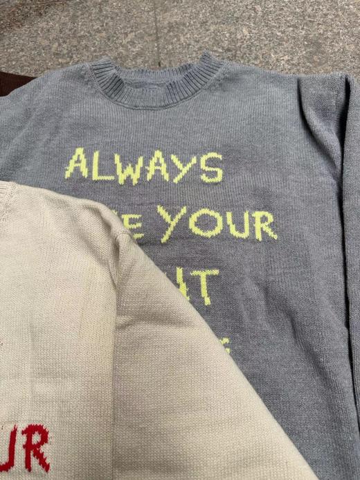 F011636针织衫2026春季新款ins风字母圆领宽松毛衣 商品图10