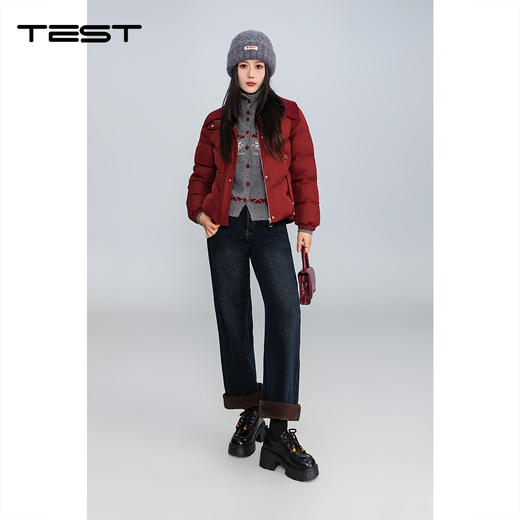 冬上新安可拉红短款棉衣加厚保暖小个子棉服2254220 商品图1